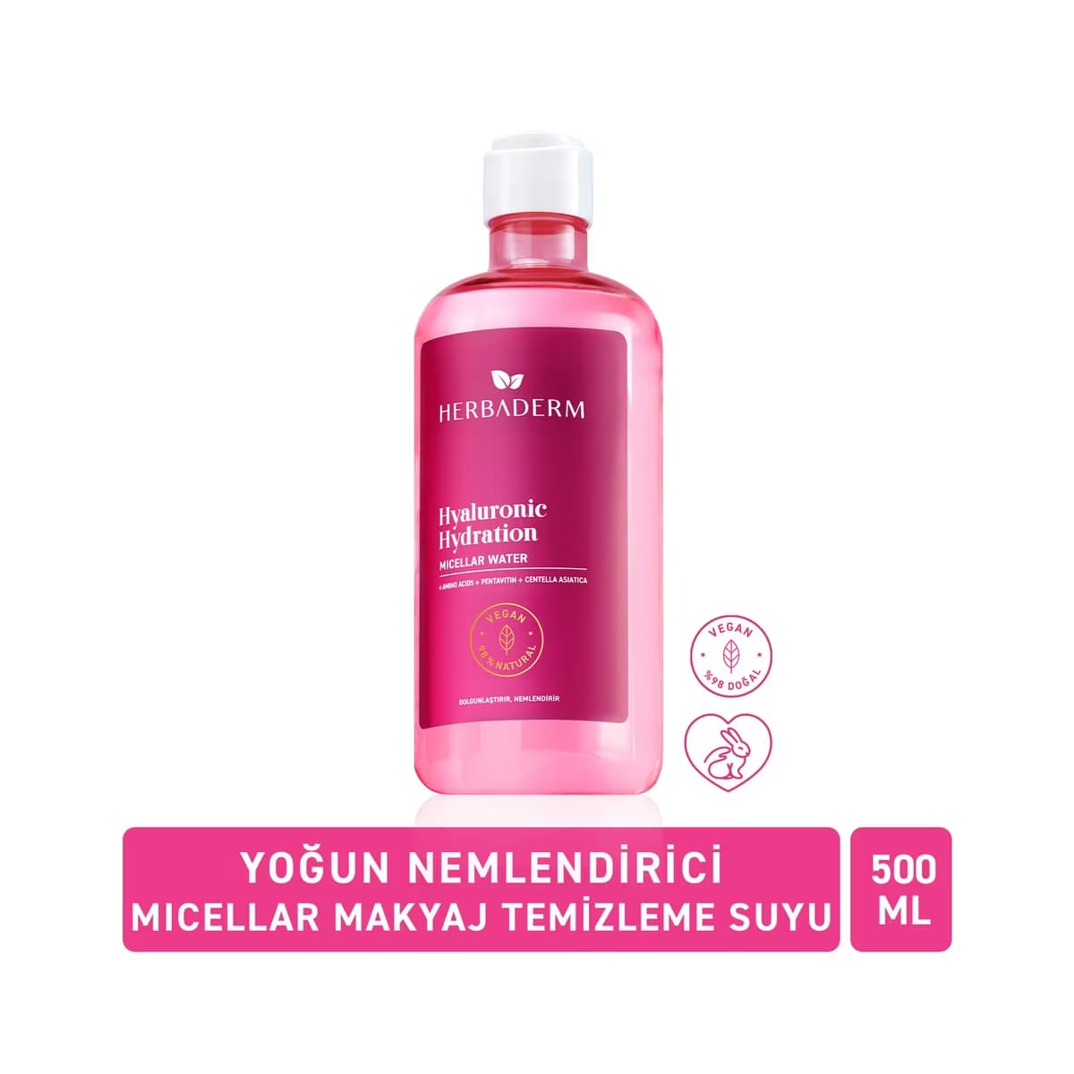 Herbaderm Hyaluronic Hydration Micellar Makyaj Temizleme Suyu 500 ml - Gratis