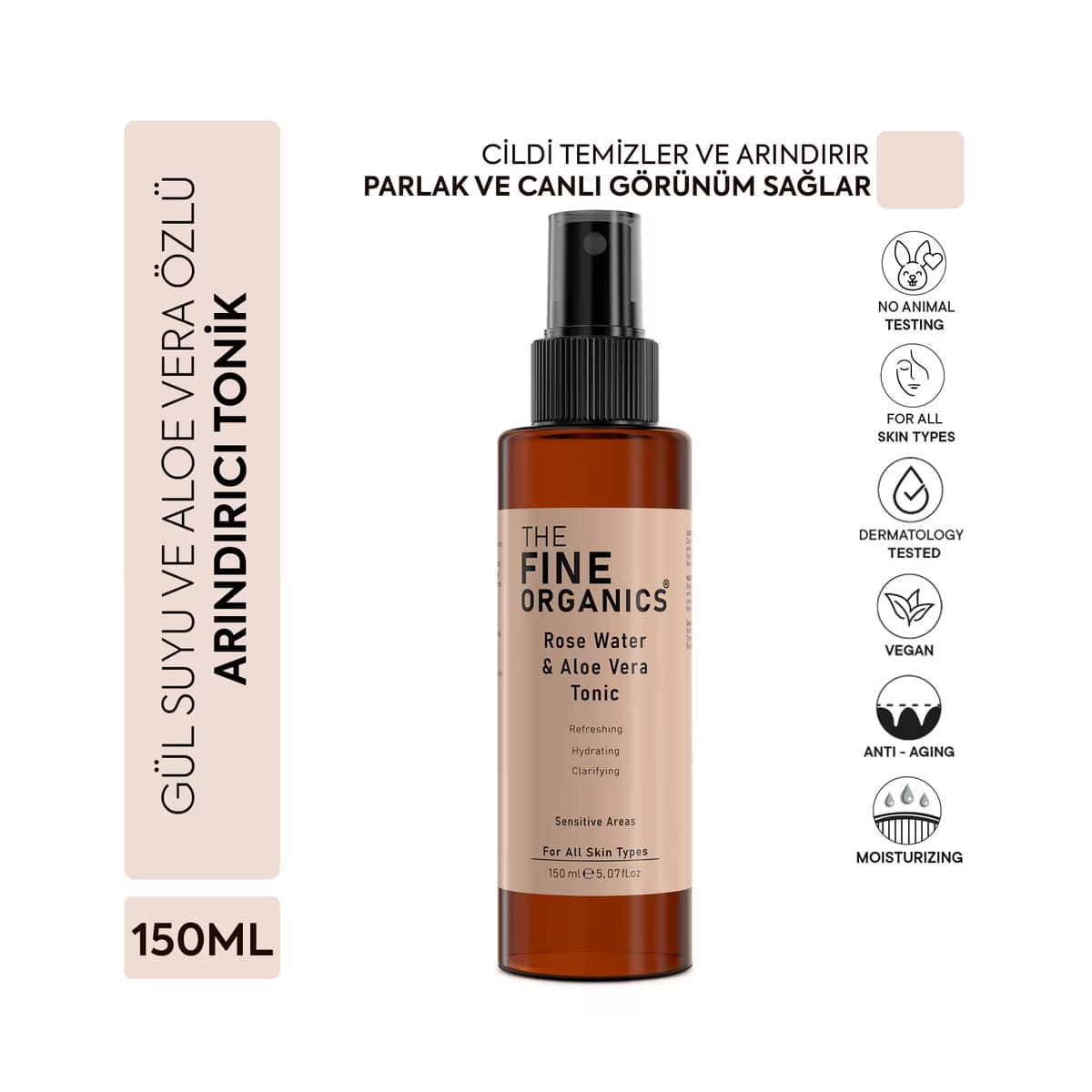 The Fine Organics Gül Suyu & Aloe Vera Özlü Gözenek Sıkılaştırıcı ve Arındırıcı Tonik 150 ml - Gratis