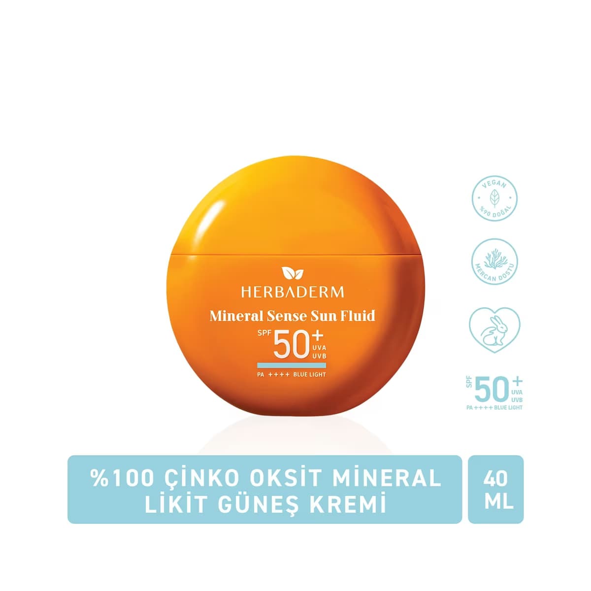 Herbaderm Mineral Sense Sun Fluid 50+SPF Mineral Dokunuş Likit Güneş Koruyucu Krem 40 ml - Gratis