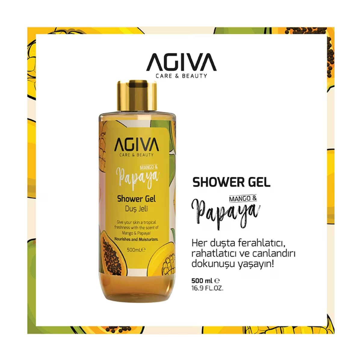 Agiva Care & Beauty Duş Jeli Mango Papaya 500 ml - Gratis