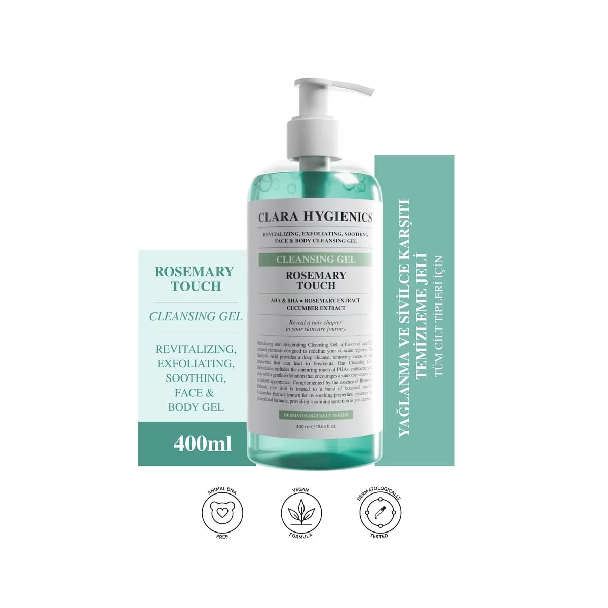 Clara Hygienics Rosemary Touch Temizleme Jeli 400 ml - Gratis