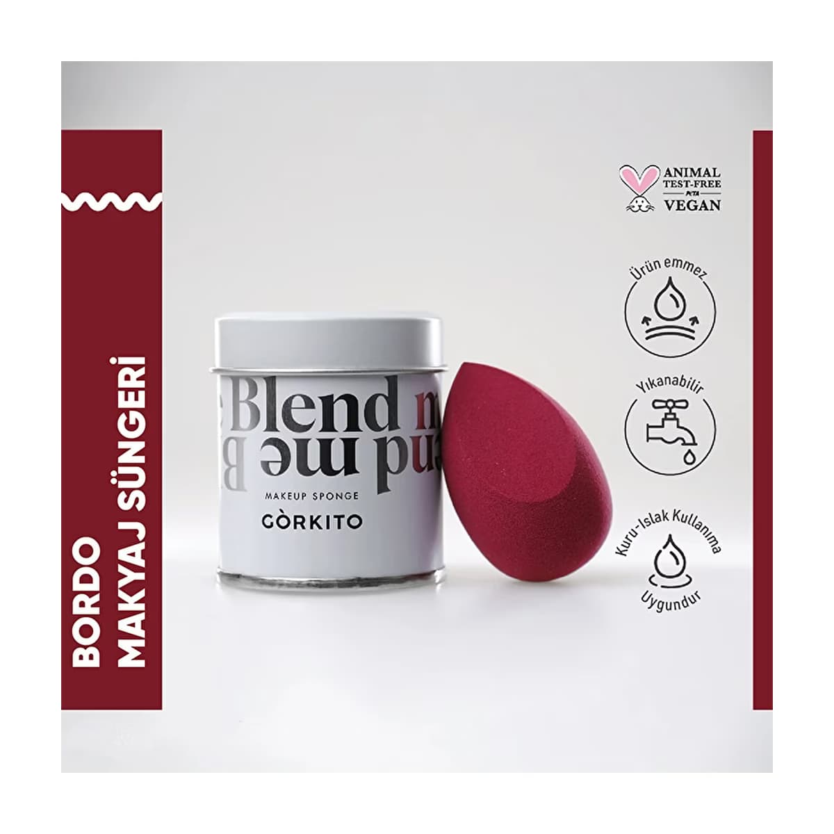 Görkito Makyaj Süngeri Bordo - Gratis