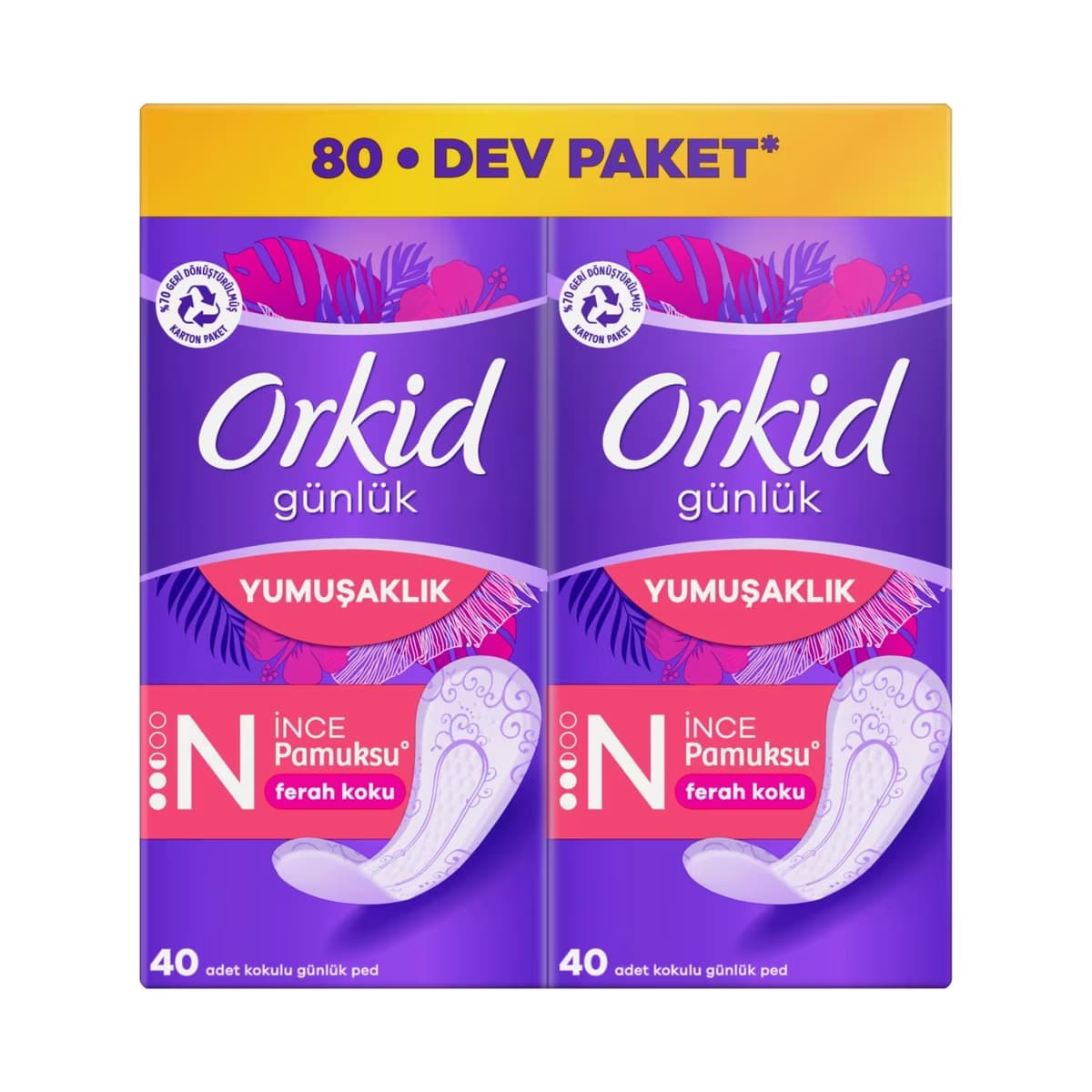 Orkid Yaprak Pamuksu Günlük Ped Deo Fresh Dev Ekonomi Paketi 80'li - Gratis
