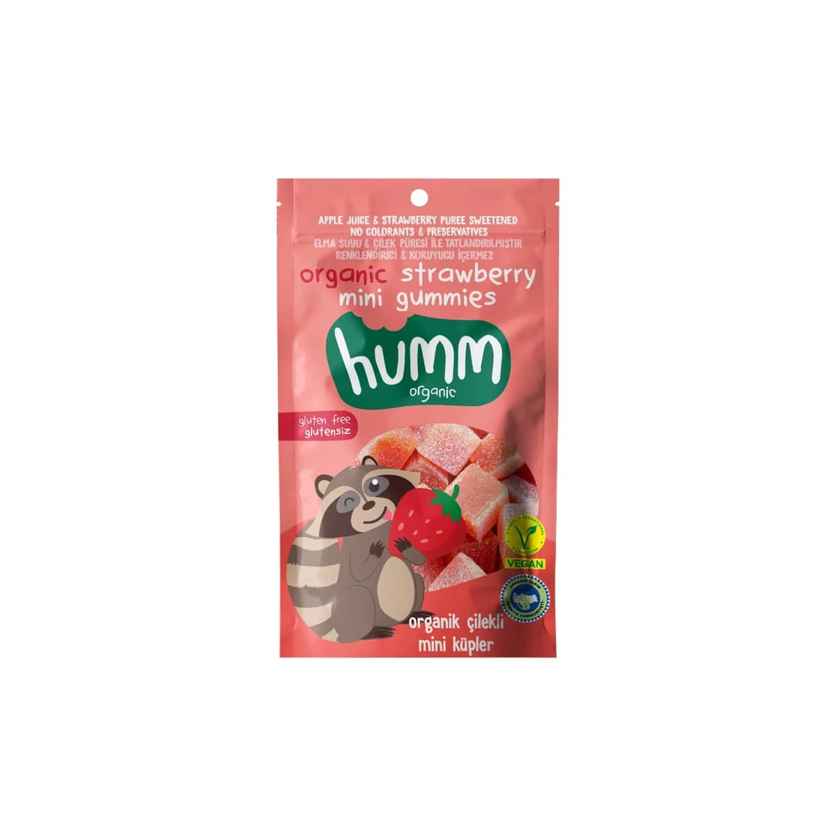 Humm Organic Organik Vegan Glütensiz Çilekli Mini Küpler 30 gr - Gratis