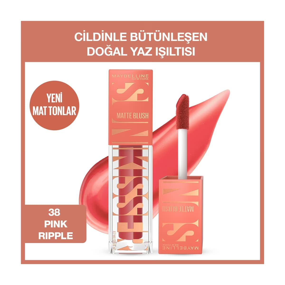 Maybelline New York Sunkisser Hazy Matte Likit Allık 38 Pink Ripple - Gratis
