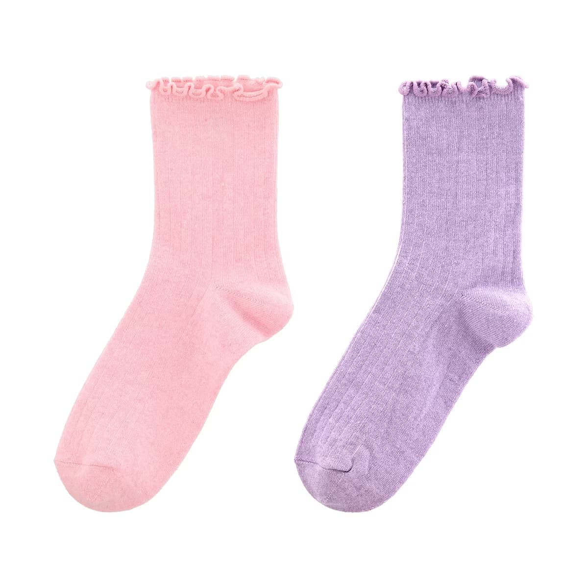 Eklips Pembe Lila Fırfır Çorap 2'li - Gratis