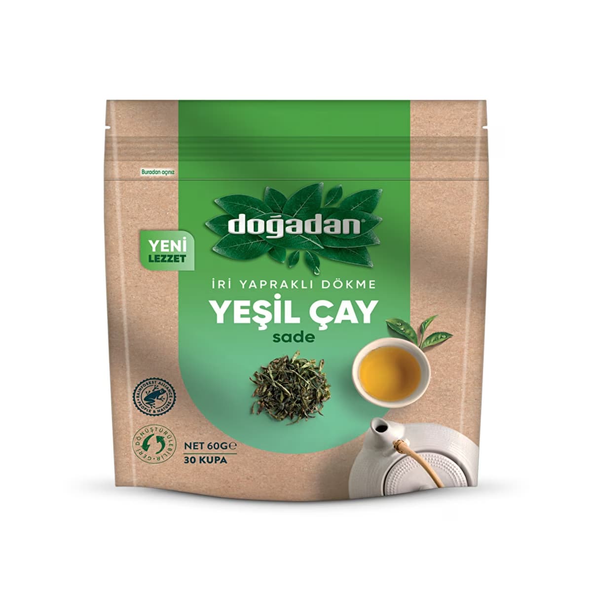 Doğadan İri Yapraklı Dökme Sade Yeşil Çay 60 gr - Gratis