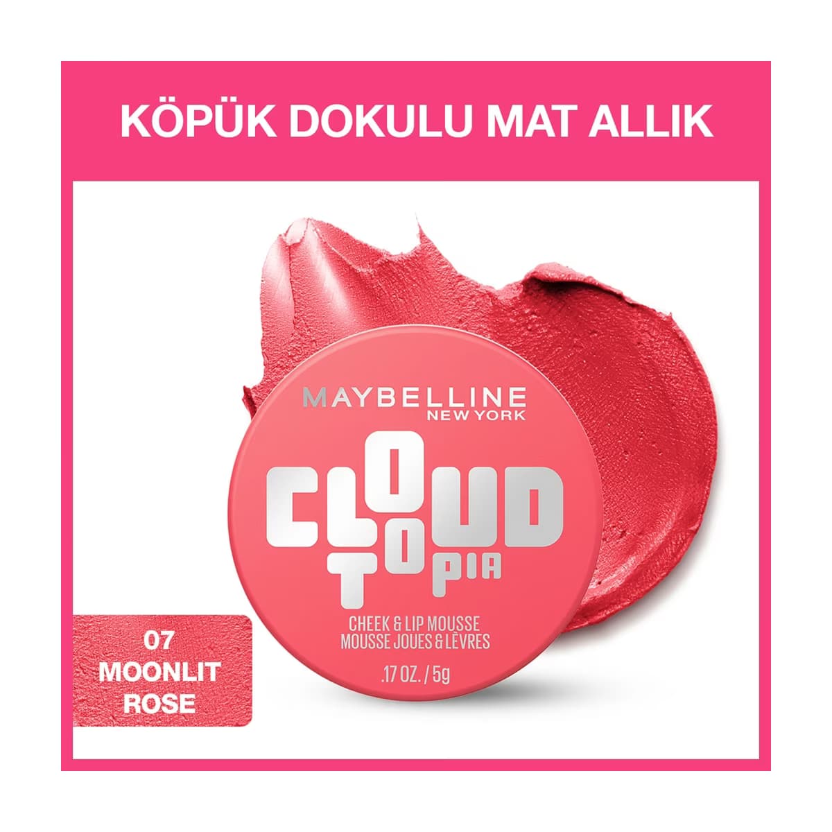 Maybelline New York Cloudtopia Köpük Dokulu Mat Allık 07 Moonlit Rose - Gratis