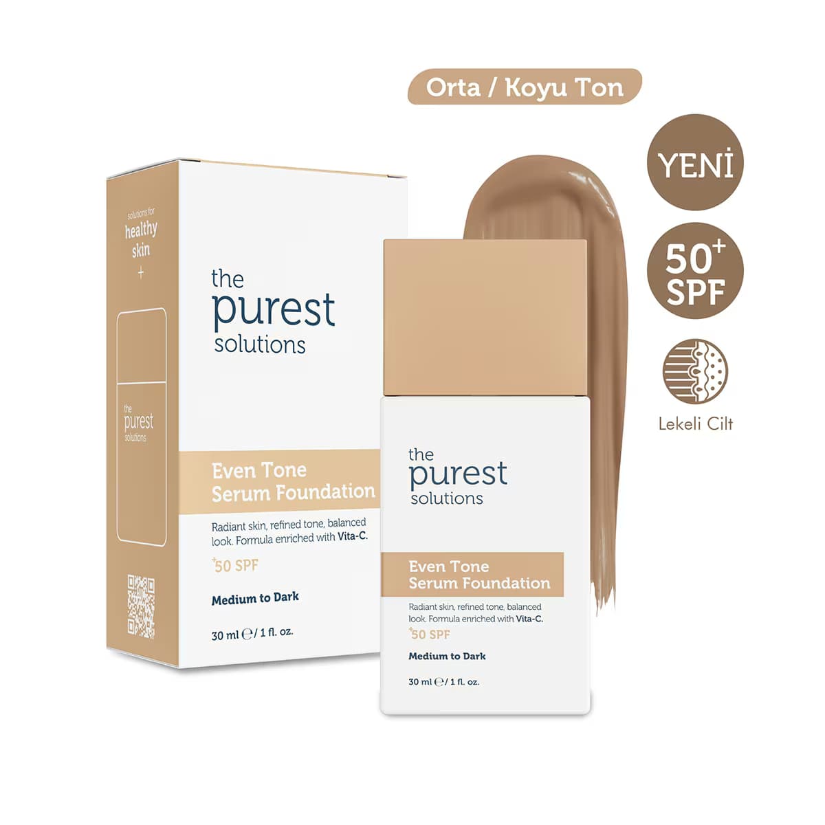 The Purest Solutions Tone Serum Fondöten Medium 30 ml