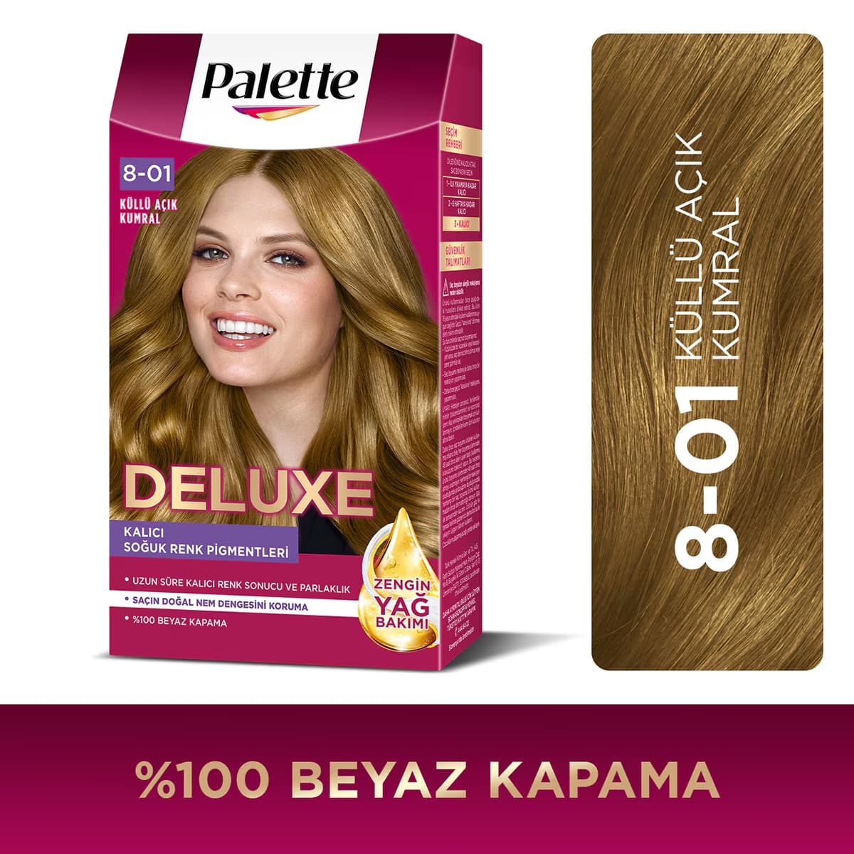 Palette Deluxe Yoğun Renkler Saç Boyası 8-01 Küllü Açık Kumral