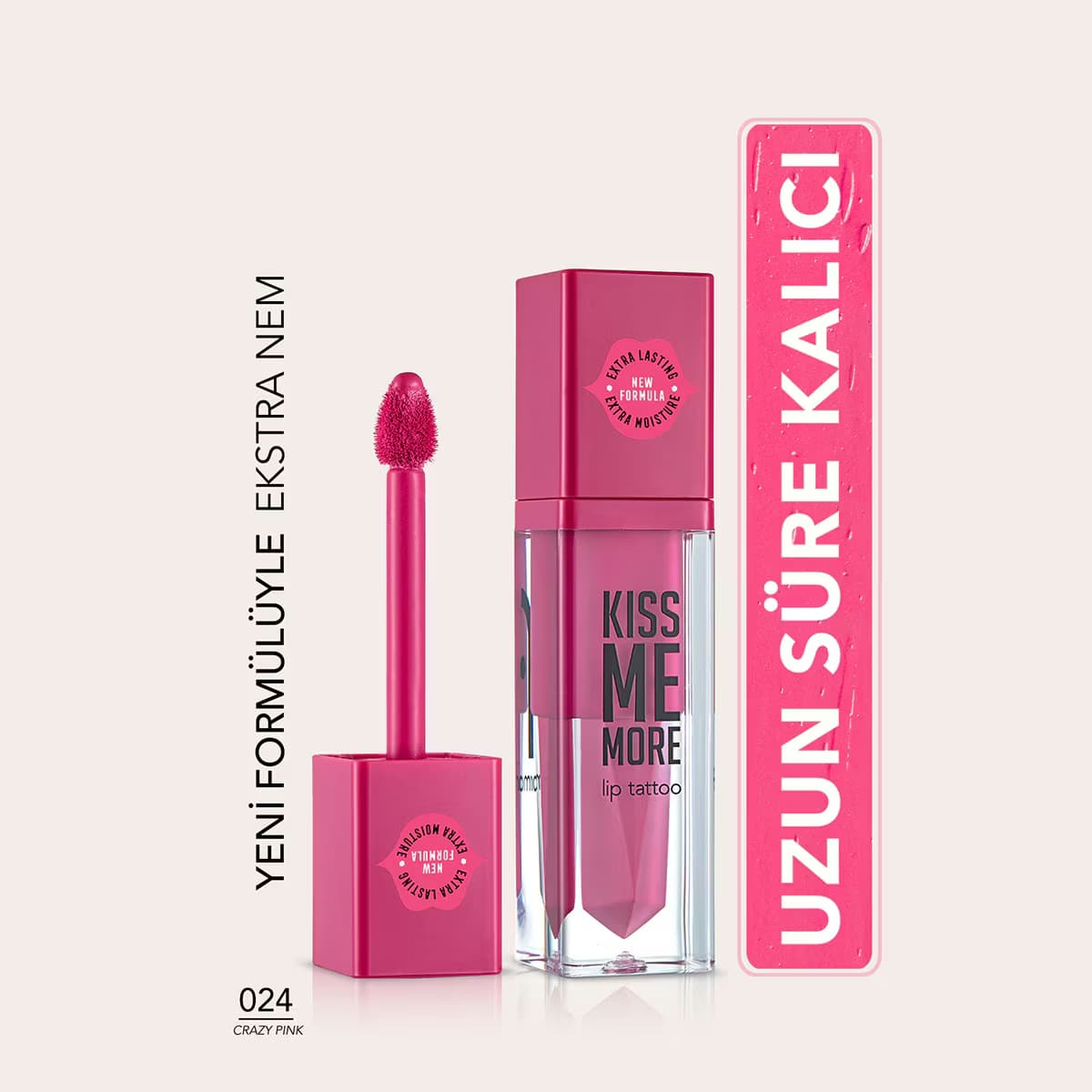 Flormar Kiss Me More Lip Tattoo No: 024 Crazy Pink
