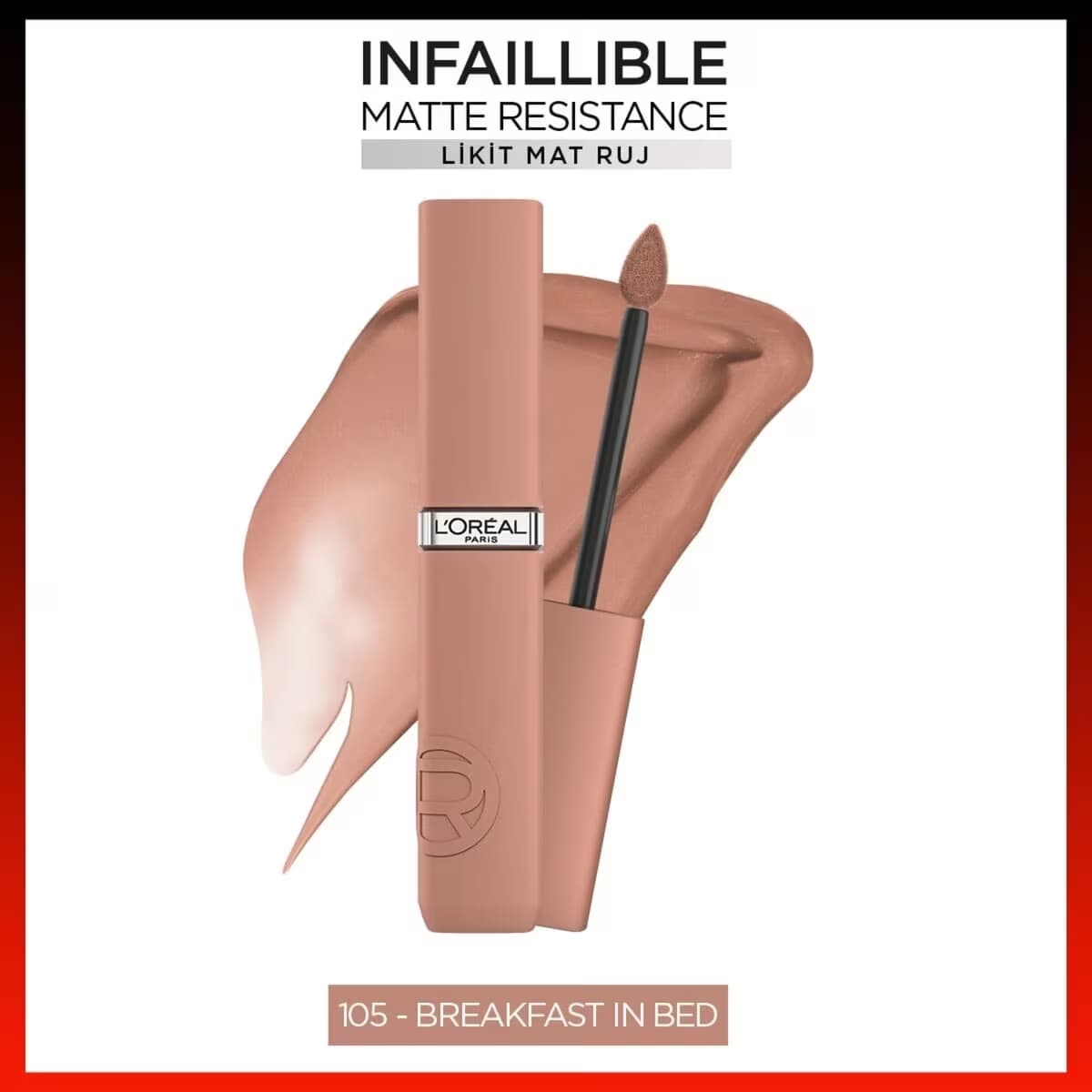L'Oreal Paris Infaillible Matte Resistance Likit Mat Ruj 105 Breakfast In Bed