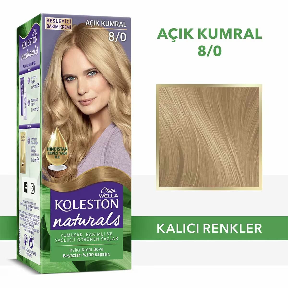 Wella Koleston Naturals Saç Boyası 8/0 Açık Kumral