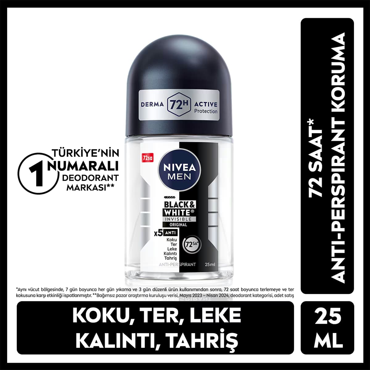 Nivea Men Erkek Roll-on Deodorant Black&White Invisible Original 25 ml