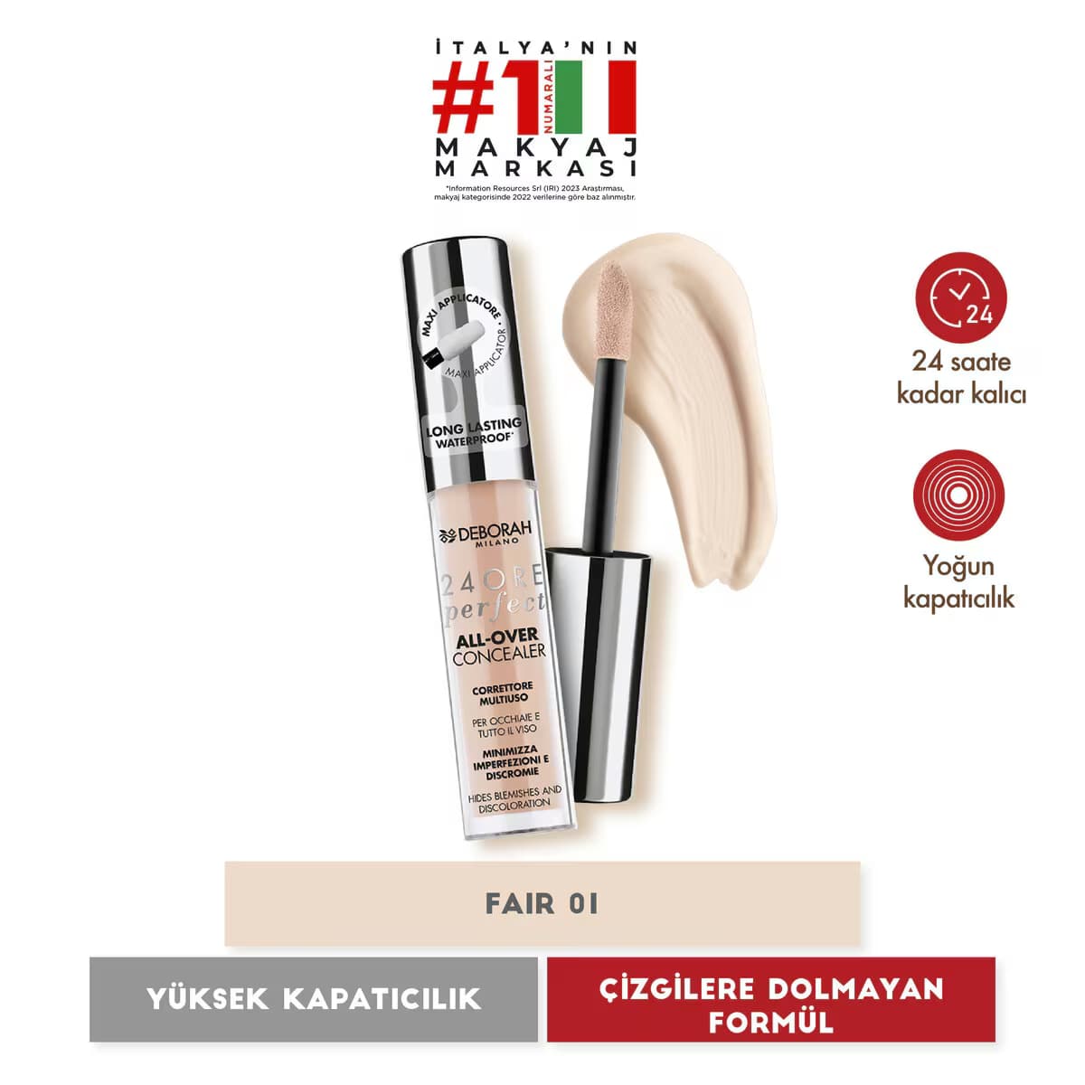Deborah 24Ore All Over Kapatıcı Waterproof 01 Fair
