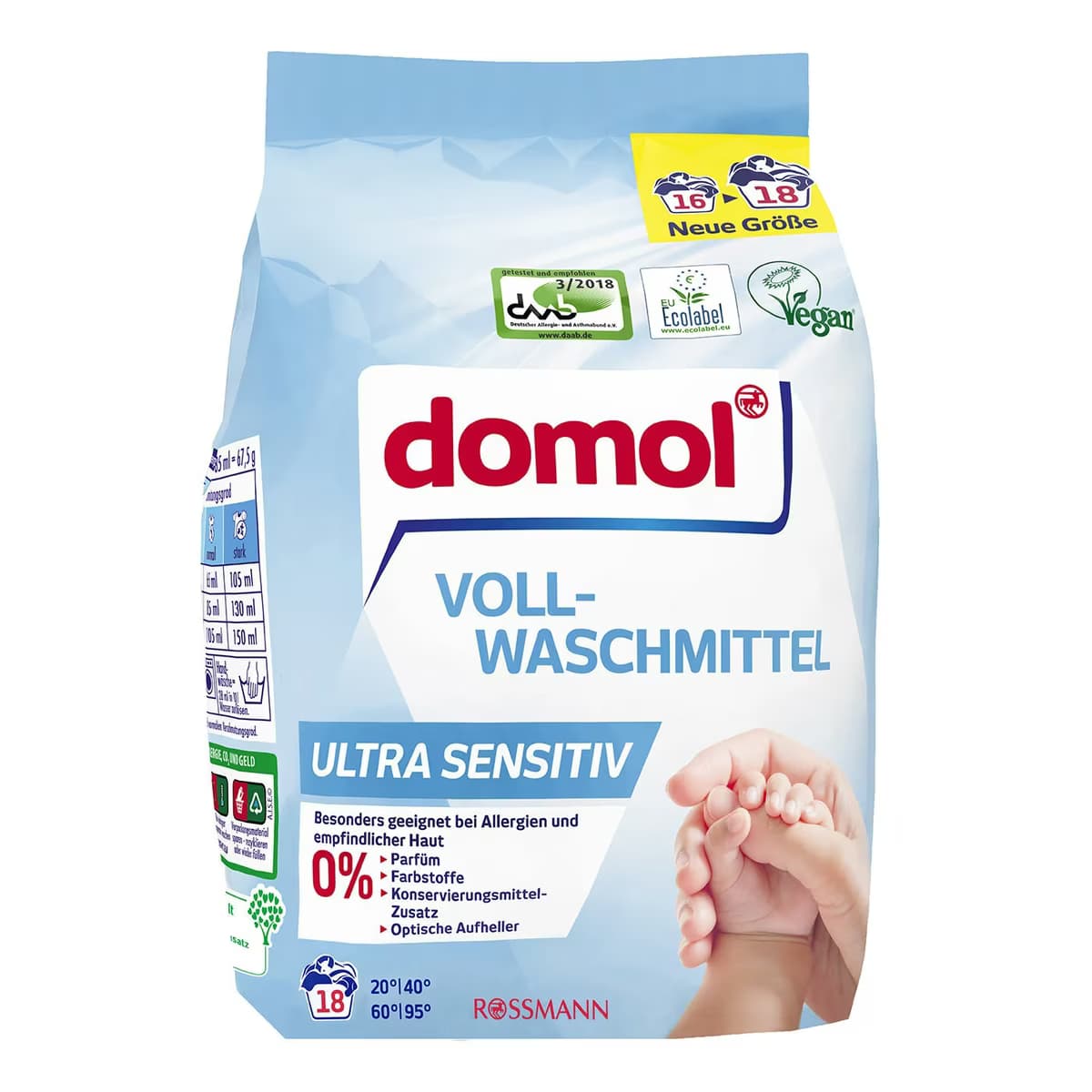 Domol Toz Çamaşır Makinası Deterjanı Ultra Hassas 18 Yıkama 1215 gr