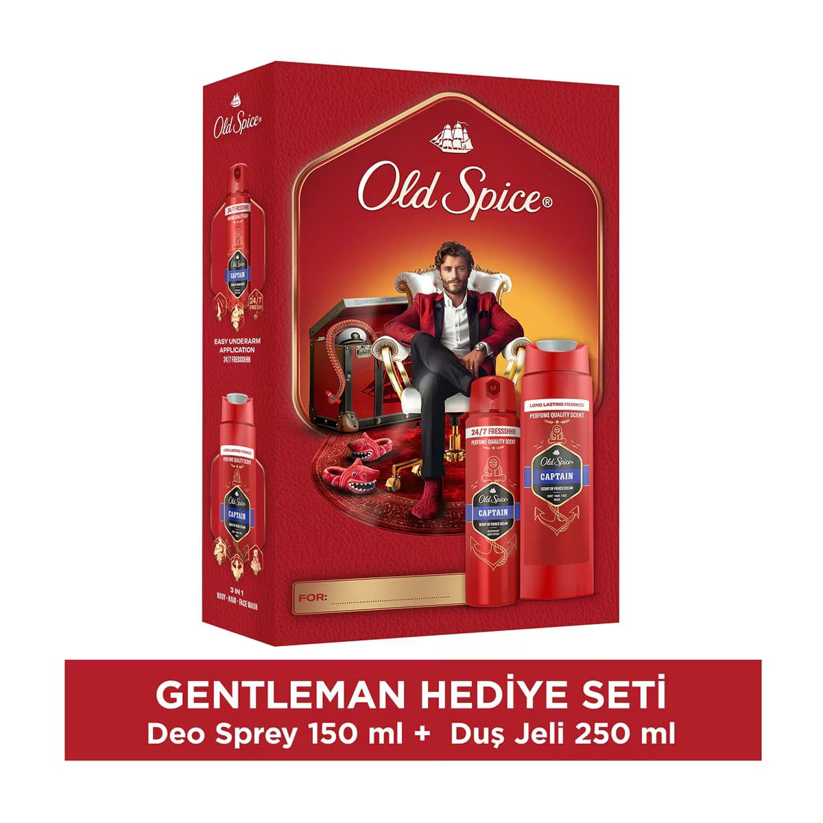 Old Spice Captain Deodorant Sprey 150 ml + Duş Jeli 250 ml