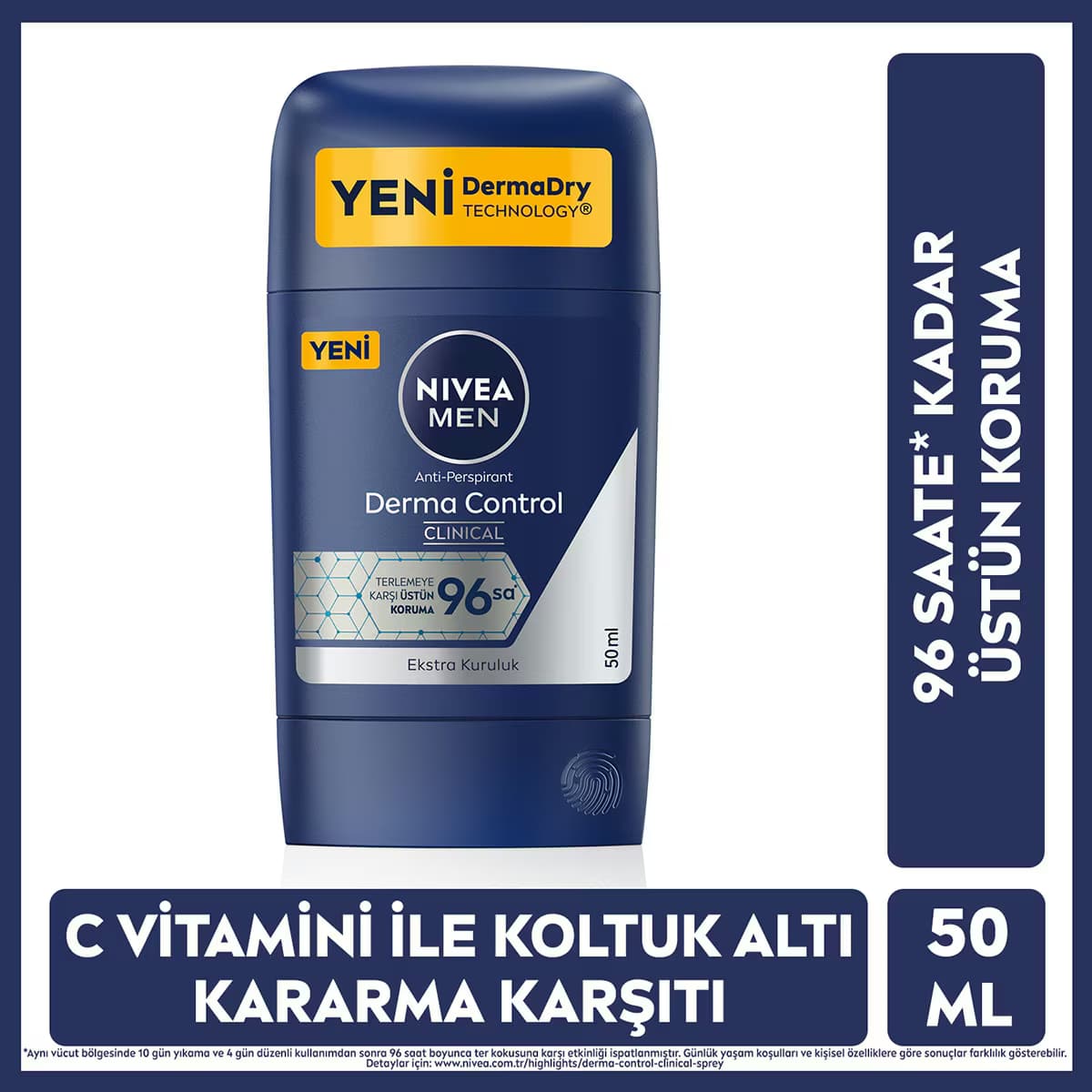 Nivea Men Erkek Stick Deodorant Derma Control Clinical 50 ml 96 saat Üstün Koruma
