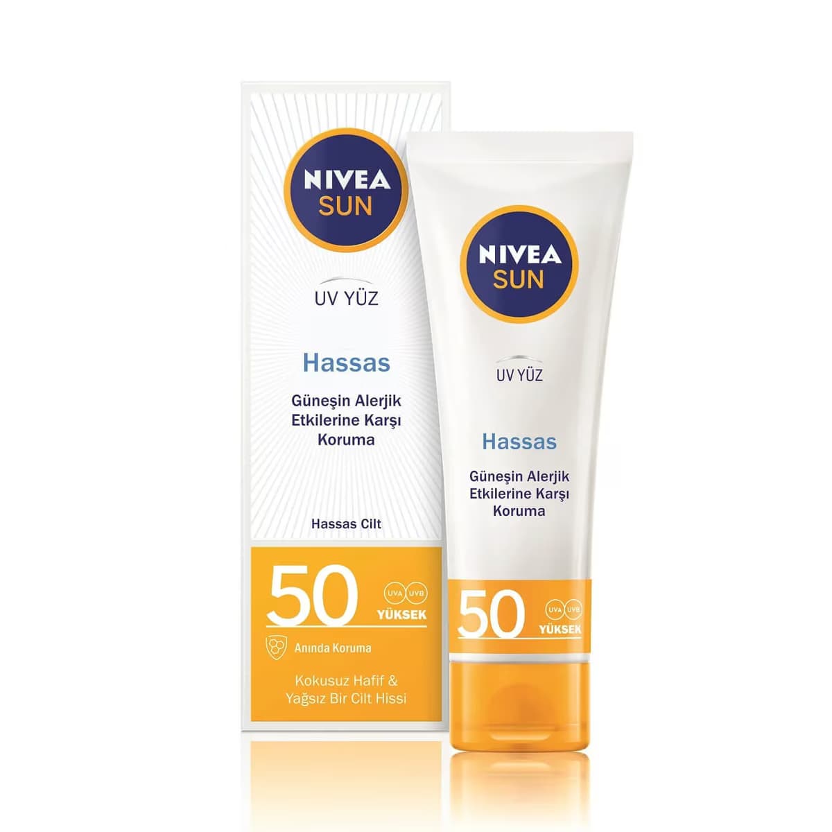 Nivea Sun Hassas Yatıştıran Nemlendirici Güneş Yüz Kremi SPF 50 Çok Yüksek Güneş Koruma 50 ml