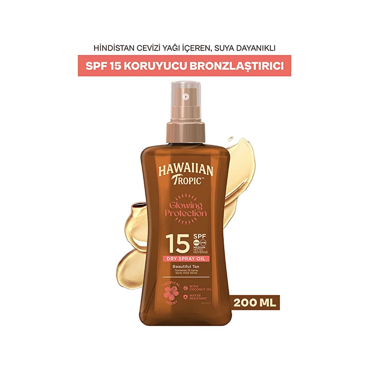 Hawaiian Tropic Glowing Protection Dry Spray Oil SPF15 Koruyucu & Bronzlaştırıcı Yağ 200 ml - Gratis