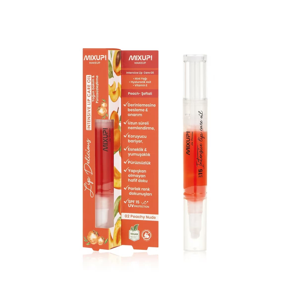 Mixup! Lip Delicious Oil Pen Dudak Yağı 02 Peachy Nude - Gratis