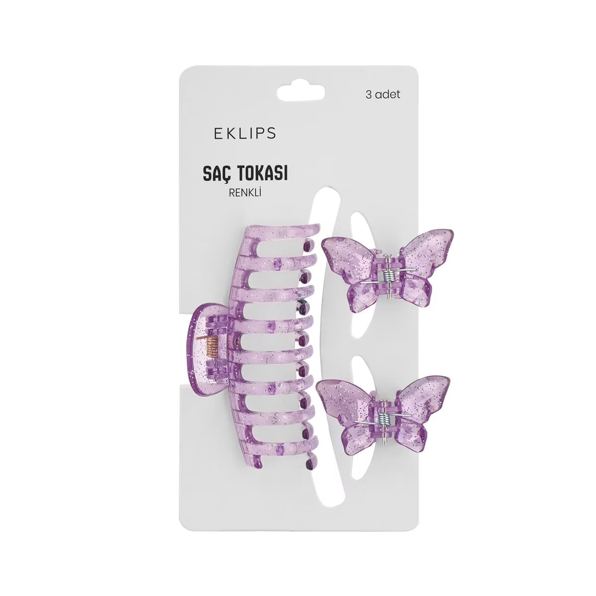 Eklips Kelebek Mandal Toka Set Lila - Gratis
