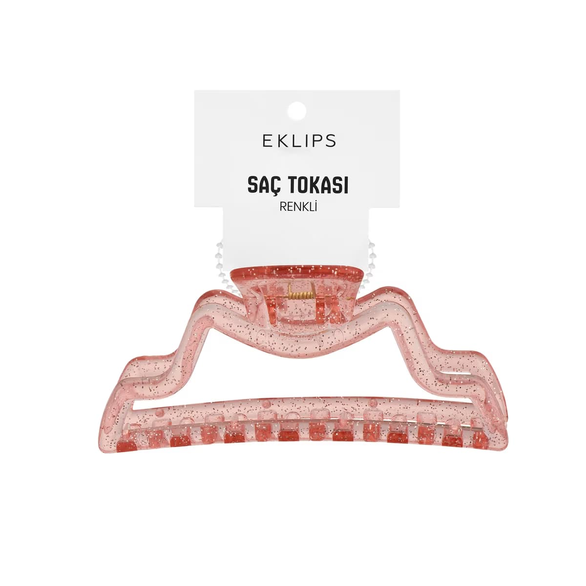 Eklips Kıvrımlı Mandal Toka Simli Turuncu - Gratis