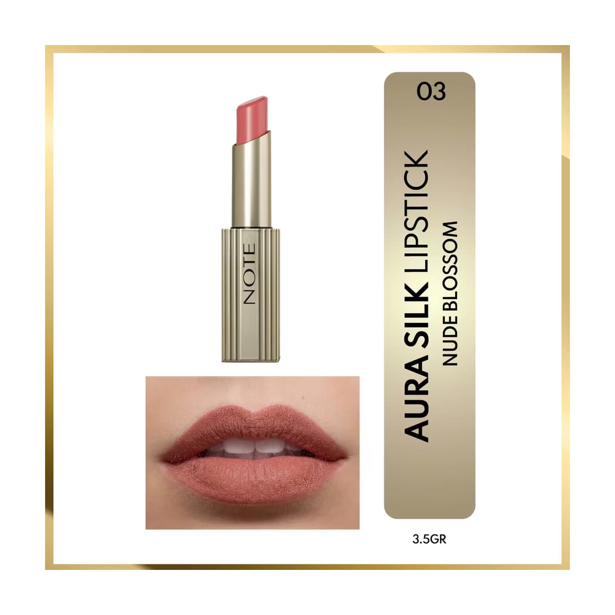 Note Aura Silk Lipstick 03 Nude Blossom Kremsi Nude Yarı Parlak Ruj