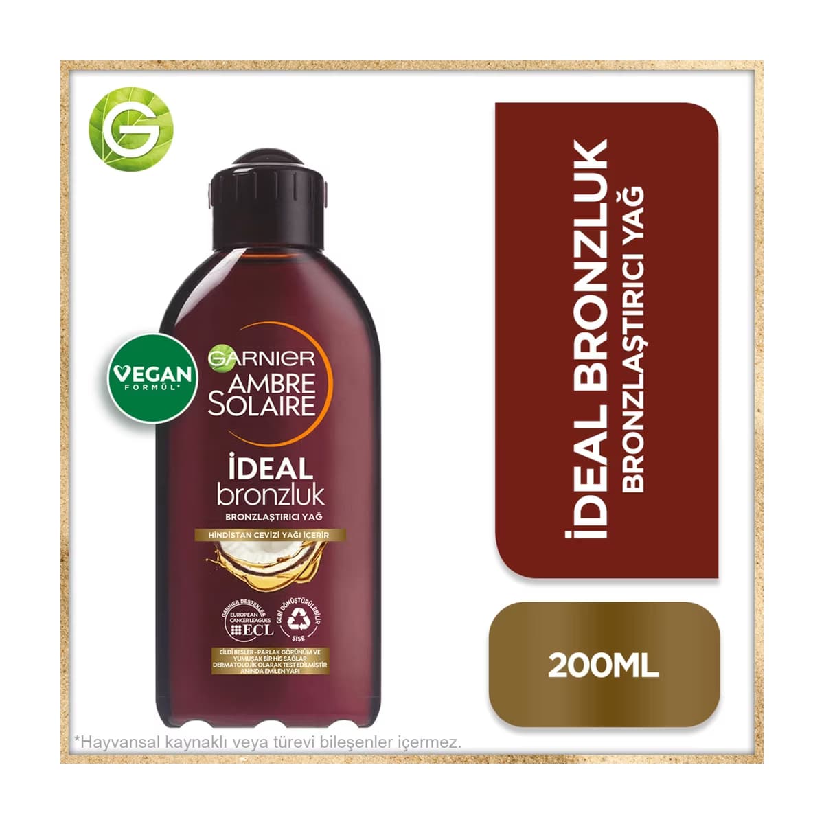Garnier Ambre Solaire İdeal Bronzluk Bronzlaştırıcı Yağ 200 ml - Gratis