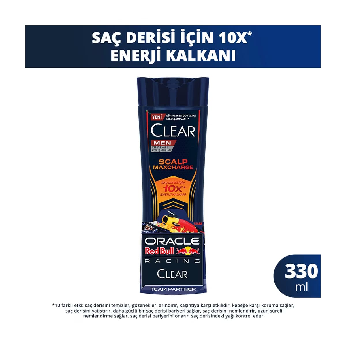 Clear Men Kepeğe Karşı Etkili Şampuan Scalp Maxcharge Oracle Red Bull Racing 330 ml - Gratis