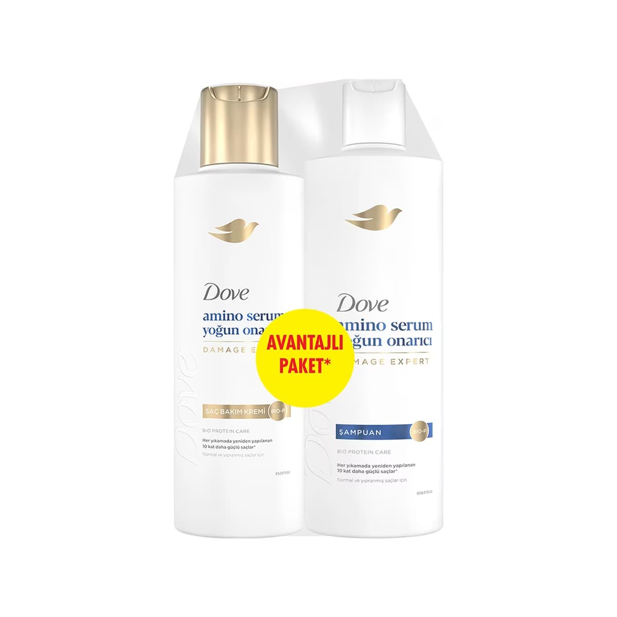 Dove Amino Serum Yoğun Onarıcı Şampuan 375 ml + Saç Bakım Kremi 200 ml - Gratis
