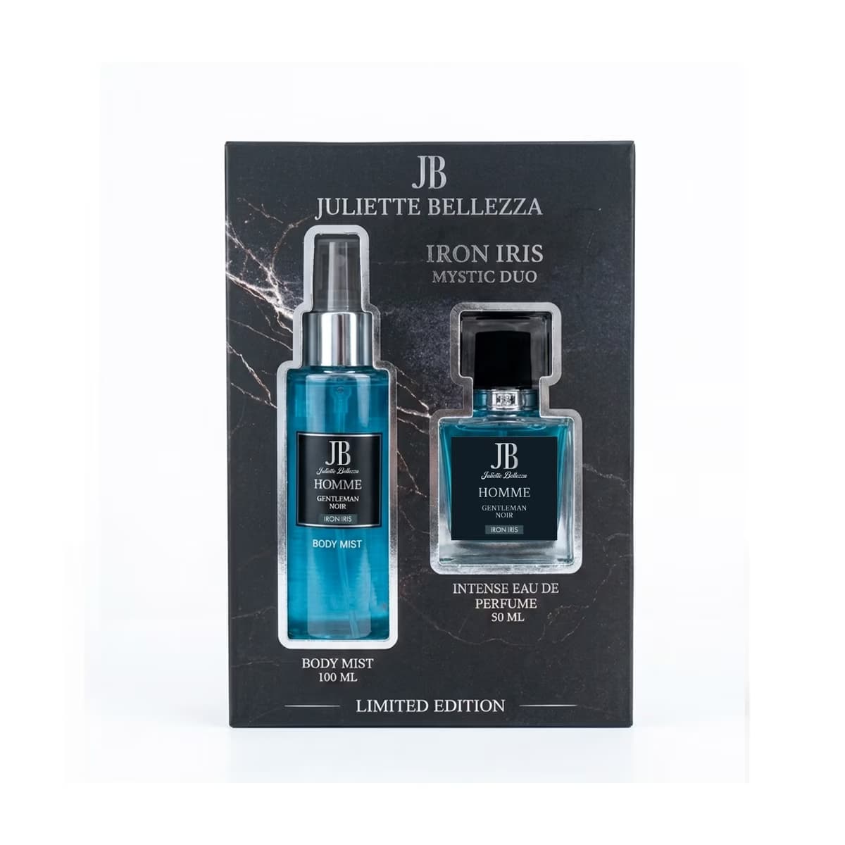 Juliette Bellezza Iron Irıs Mystic Duo EDP Erkek Parfüm Seti (Vücut Spreyi 100 ml + EDP Parfüm 50 ml)