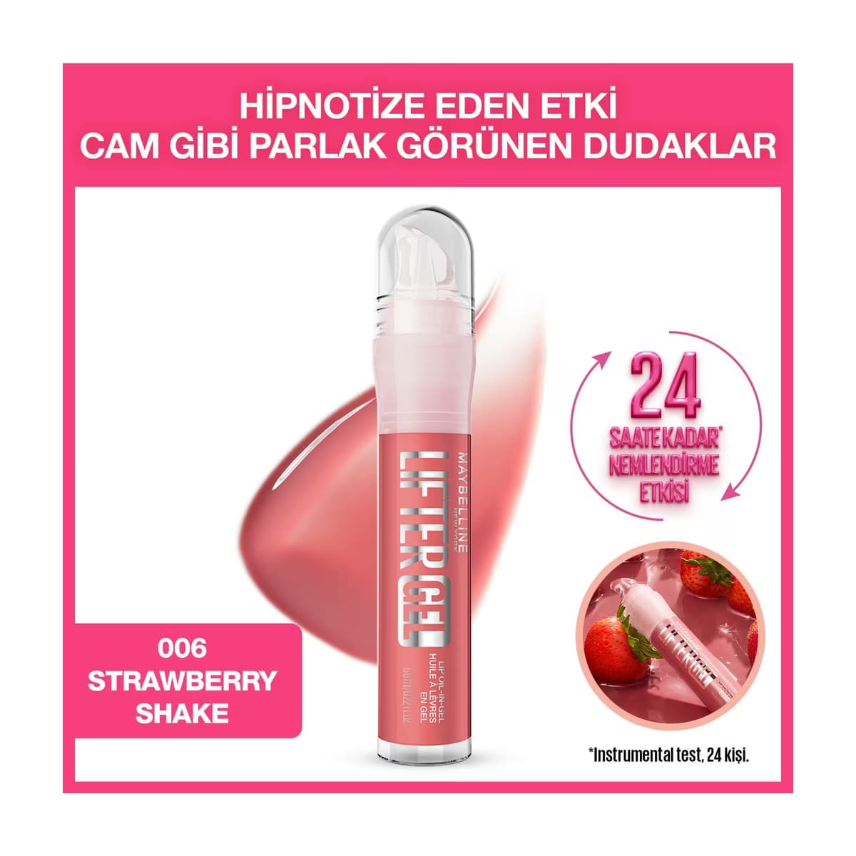 Maybelline New York Lifter Gel Ekstra Parlak ve Nemlendirici Dudak Parlatıcısı 006 Strawberry Shake