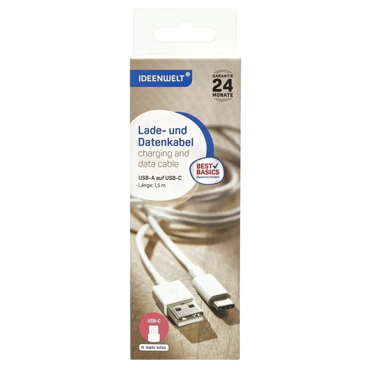 Ideenwelt Data Aktarımı Ve Şarj Kablosu Usb A-C