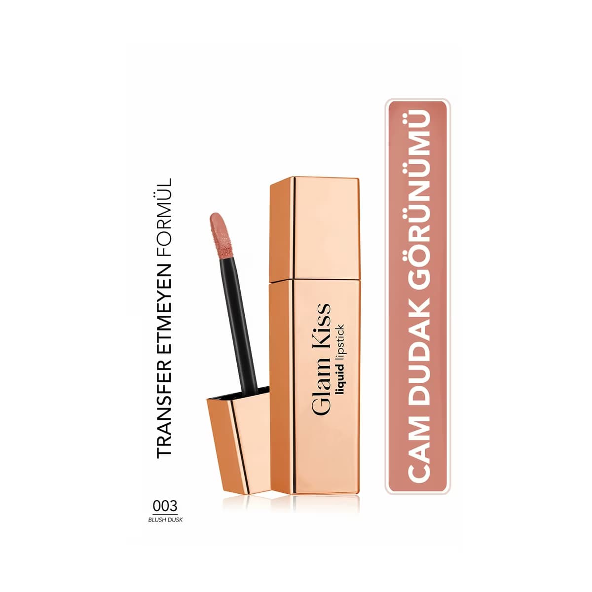Flormar Glam Kiss Yüksek Pigmentli & Nemlendirici Cam Dudak Görünümlü Parlak Bitişli Ruj 003 Blush Dusk