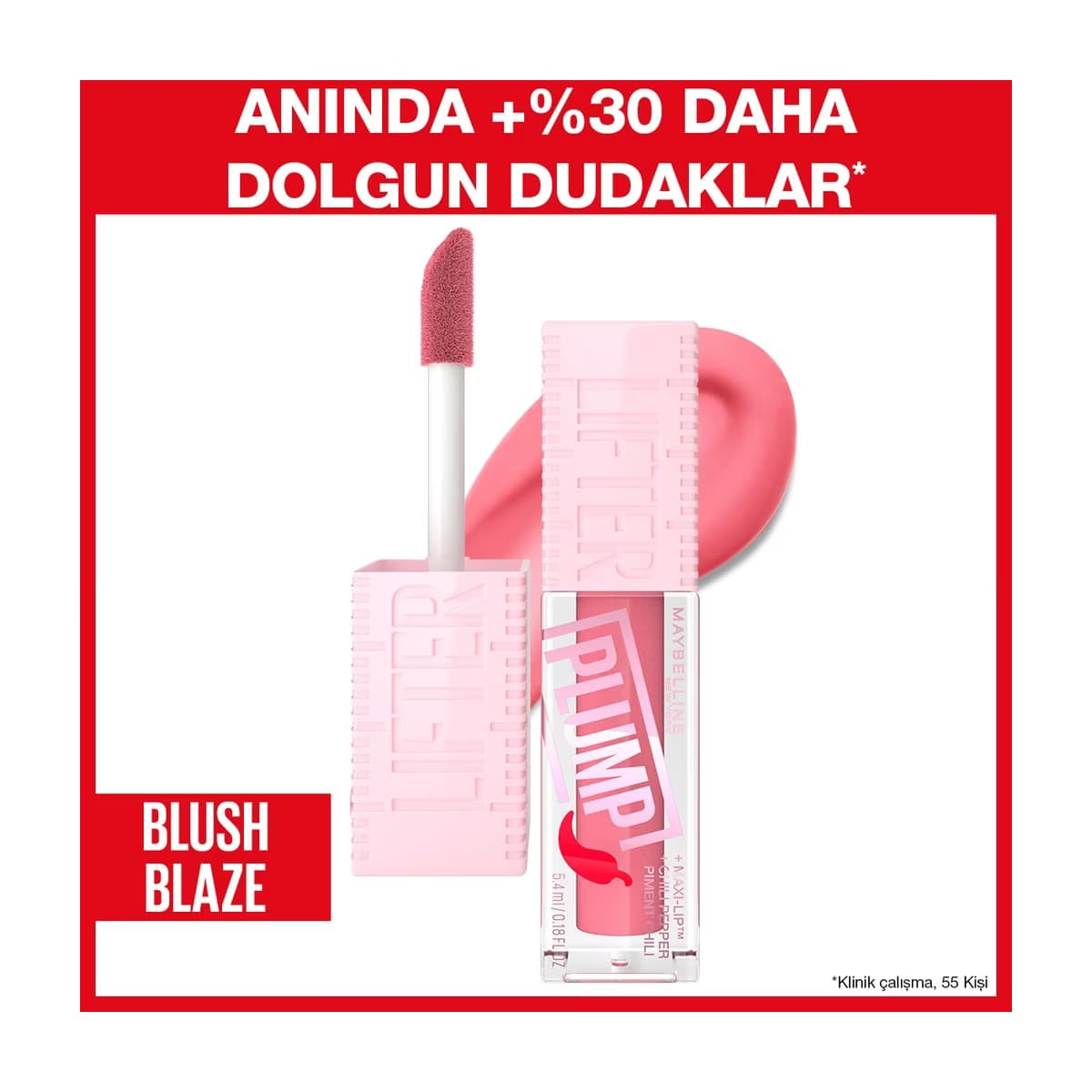 Maybelline New York Lifter Plump Dudak Parlatıcısı 001 Blush Blaze - Gratis