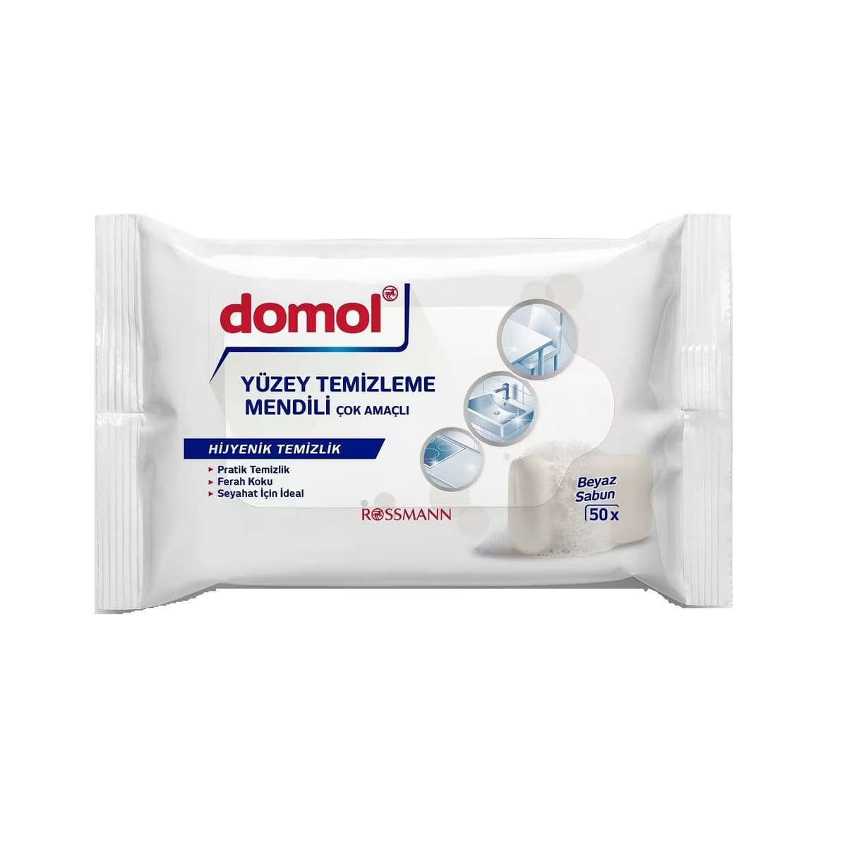 Domol Çok Amaçlı Yüzey Temizleme Mendili 50'li Beyaz Sabun