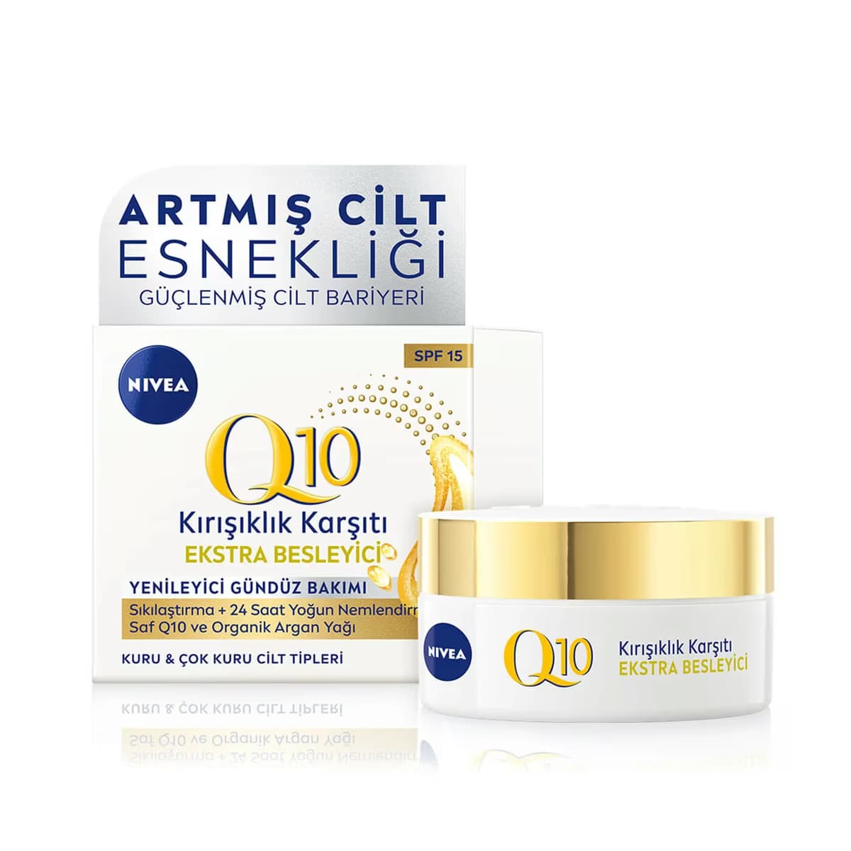 Nivea Q10 Ekstra Besleyici Gündüz Bakım Kremi SPF 15 Argan Yağı 50 ml