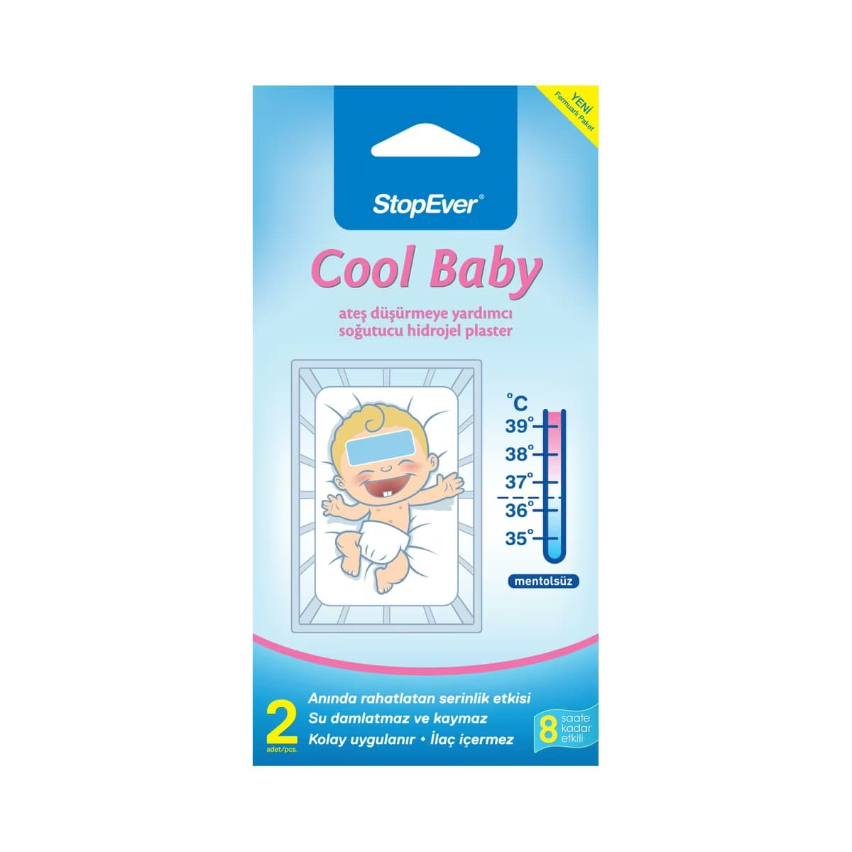 StopEver Cool Baby Ateş Düşürmeye Yardımcı Soğutucu Hidrojel Plaster 2'li - Gratis