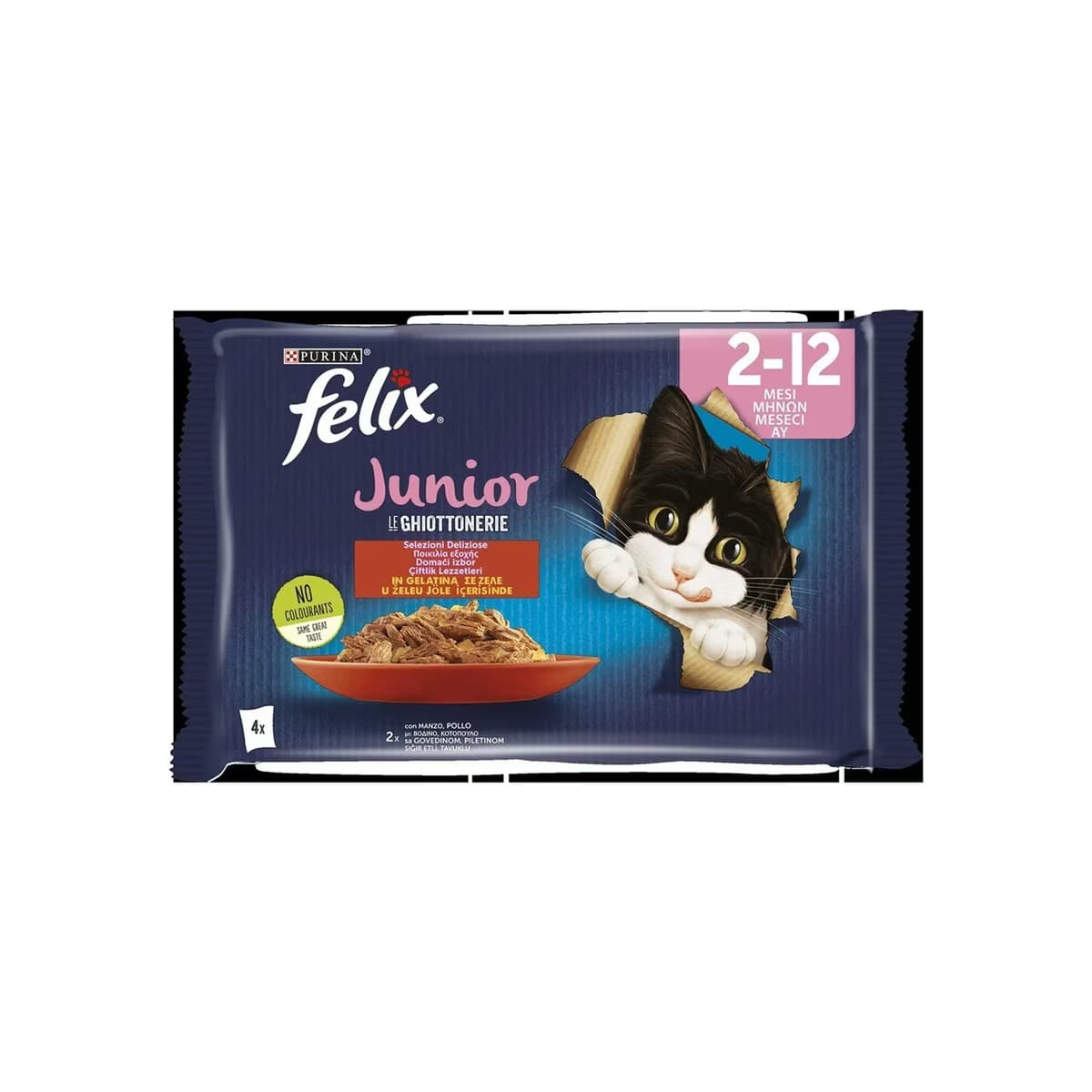 Felix Yaş Yavru Kedi Maması Multipack Junior Sığır Etli ve Tavuklu 4x85 gr