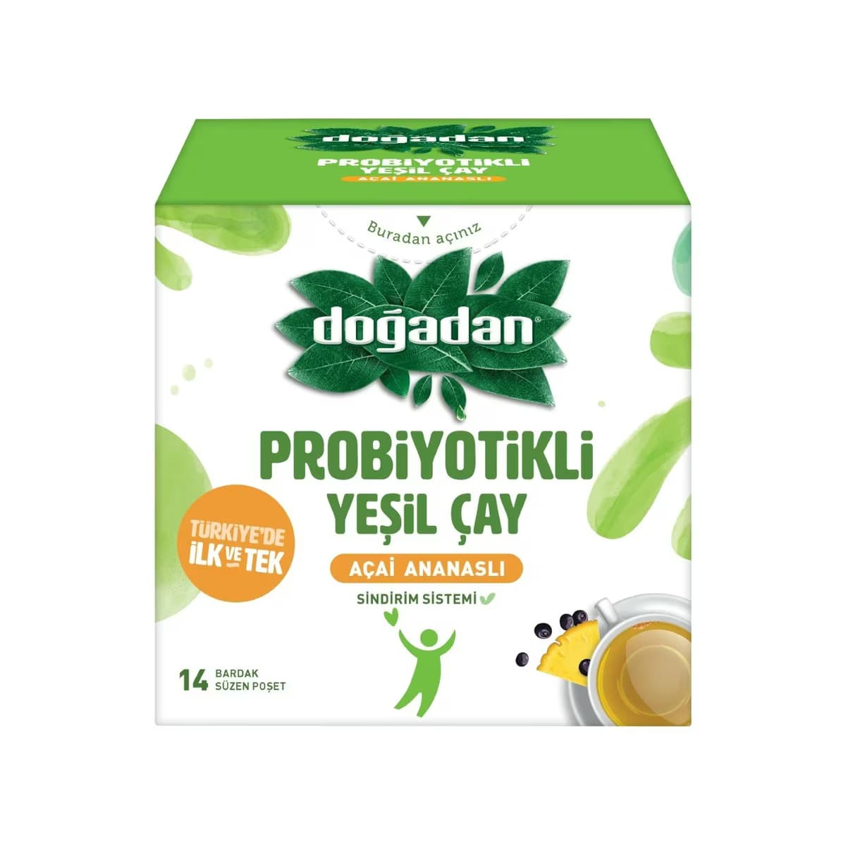 Doğadan Probiyotikli Yeşil Çay Açai-Ananaslı 14'lü