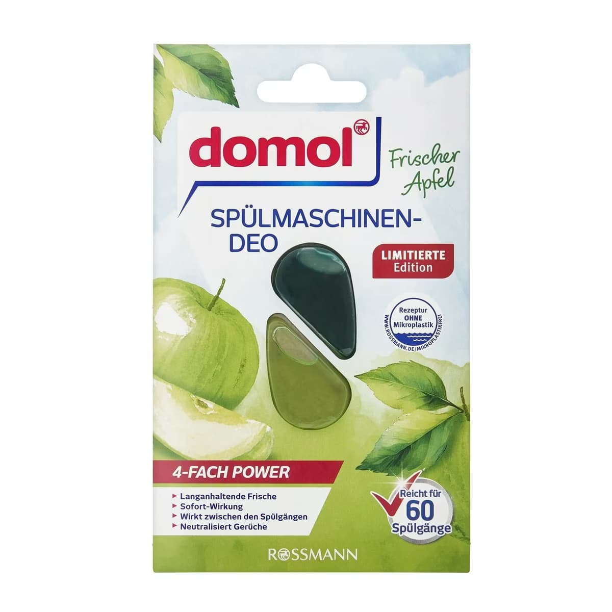 Domol Bulaşık Makinesi Kokusu, 60 Yıkama Yeşil Elma, 4 ml