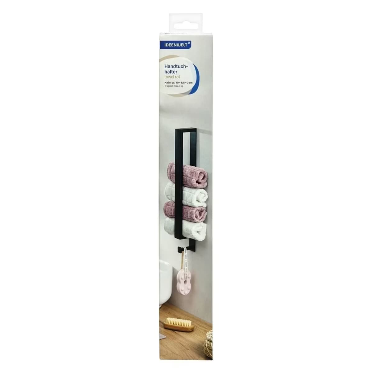 Ideenwelt Banyo Havlusu Tutucu Siyah Uzun
