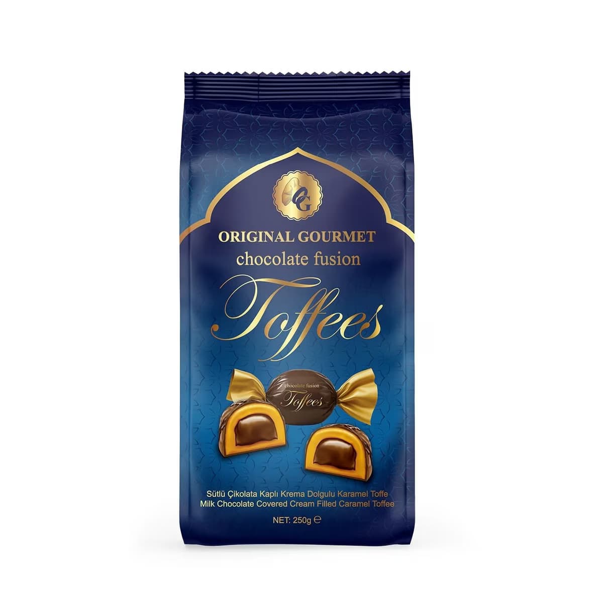 Original Gourmet Sütlü Çikolata Kaplı Krema Dolgulu Karamel Toffees 250 gr