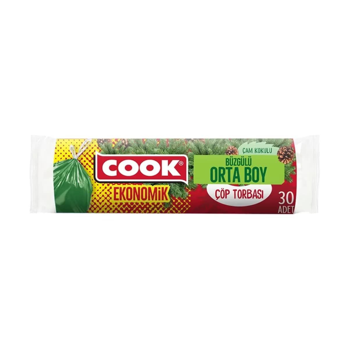 Cook Eko Büzgülü Çöp Torbası Çam Kokusu Orta, 30'lu