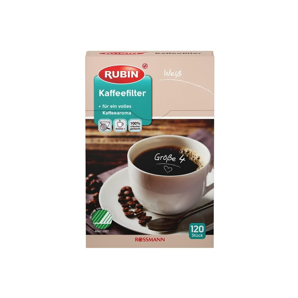 Rubin Kahve Filtresi No.4 Beyaz 120 Adet